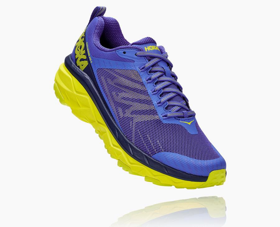 Hoka One One Mens Trail Shoes - Challenger ATR 5 - Blue/Green - BAMP60971